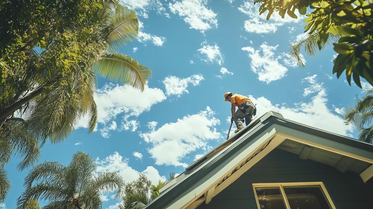 Professional roofer working on residential property while AI handles calls